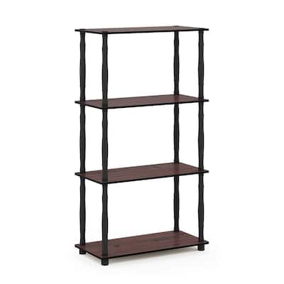 4 Tiers Wood Household Shelving Unit in Dark Cherry/Black (23.6 in. W x 43.25 in. H x 11.6 in. D) - 23.6