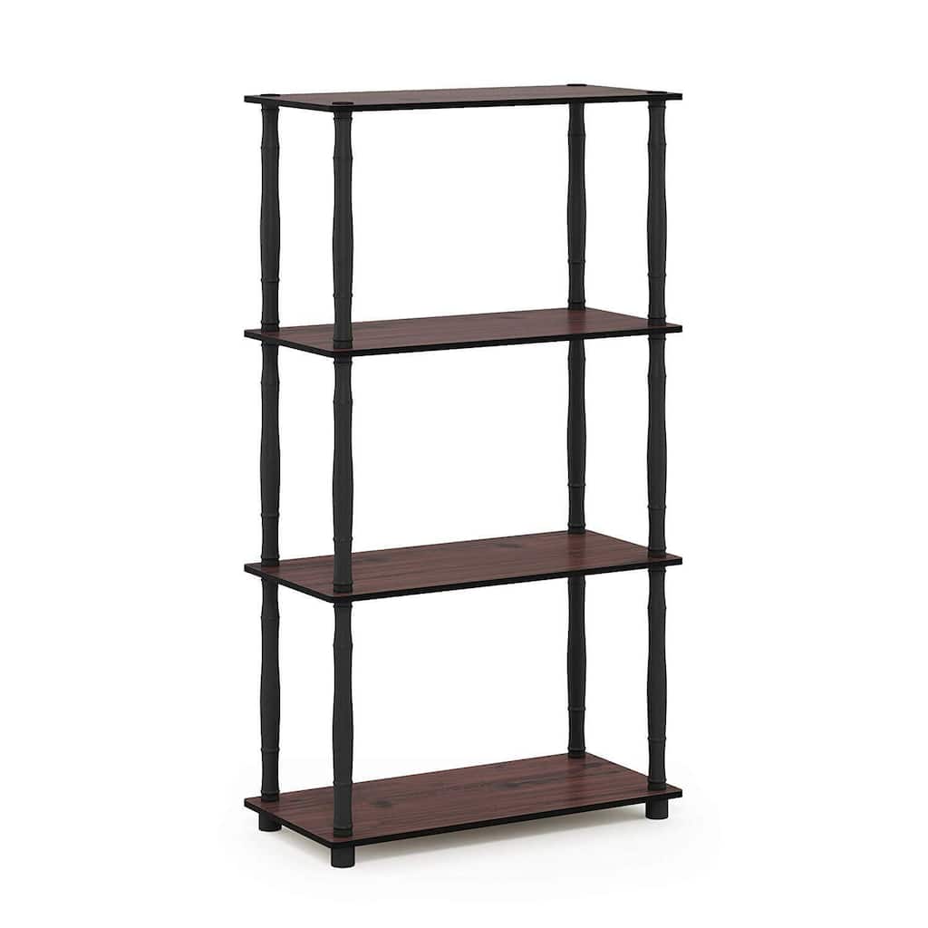 4 Tiers Wood Household Shelving Unit in Dark Cherry/Black (23.6 in. W x 43.25 in. H x 11.6 in. D) - 23.6