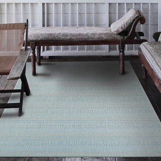 Carriage House Boardwalk Light Aqua- Taupe Indoor/Outdoor Area Rug ...