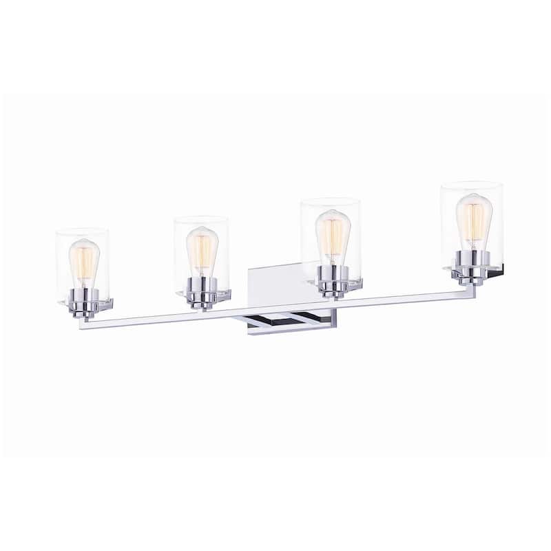 Justice Design Group Cilindro 4-Light Bath Bar - Clear Glass - Polished Chrome