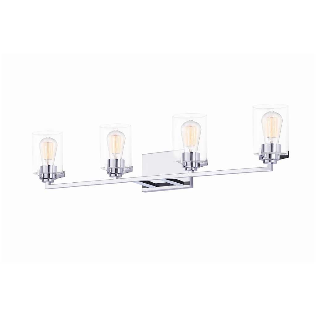 Justice Design Group Cilindro 4-Light Bath Bar - Clear Glass