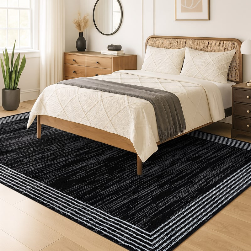 World Rug Gallery Modern Geometric Border Area Rug
