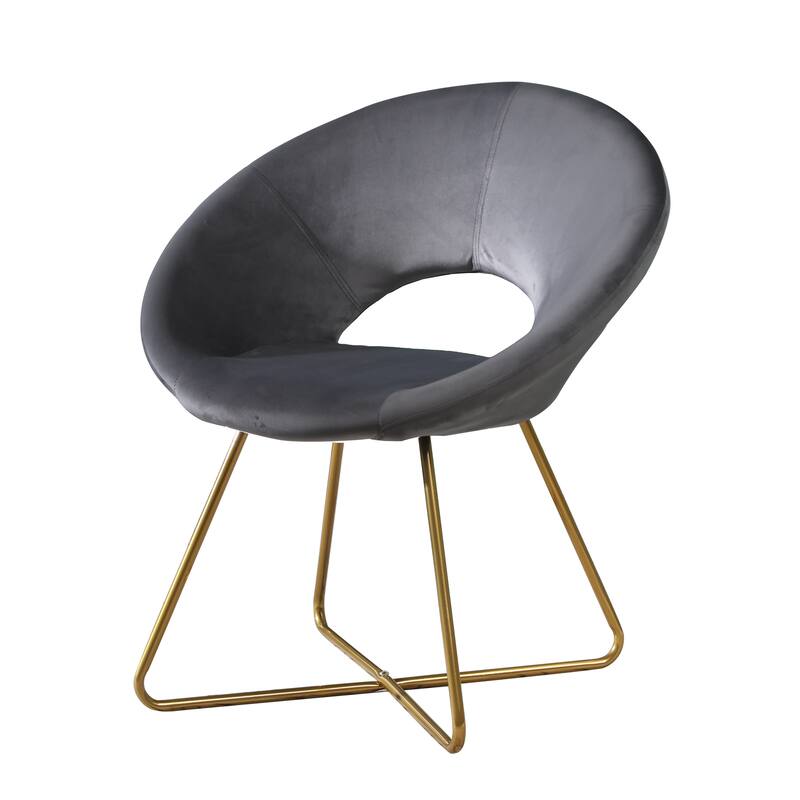 Silky Velvet Upholstered Accent Chair with Gold Tone Finished Base
