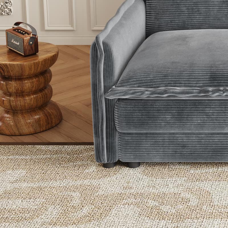 75" Corduroy Deep Seat 2-Seater Sofa with 2 Pillows