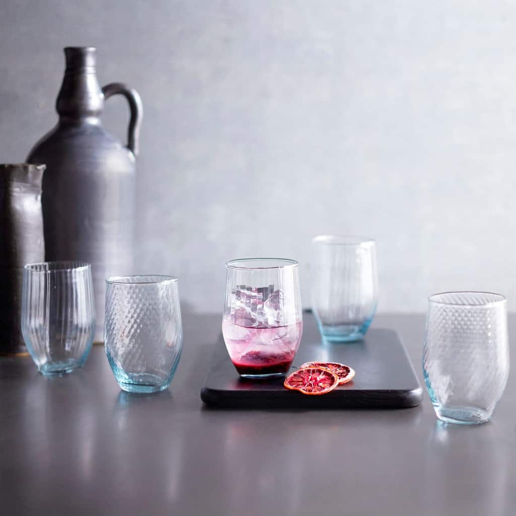 Libbey Prologue Luna Recycled Handblown Curved Tumbler Glasses, Set of 6 - Set of 6