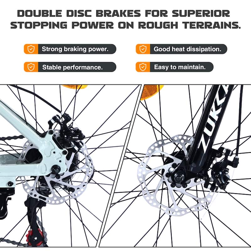 27.5 Inch Cycling Bicycle, 21 Speed Mountain Bike w/Front Suspension, Dual Disc Brakes, Aluminum Alloy Frame for Boys and Girls