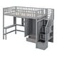 preview thumbnail 34 of 37, Twin Size Loft Bed with Storage Stairs, Desk and Wardrobe， Combination Wood Children's Bed Frame with Bookshelf, Drawers
