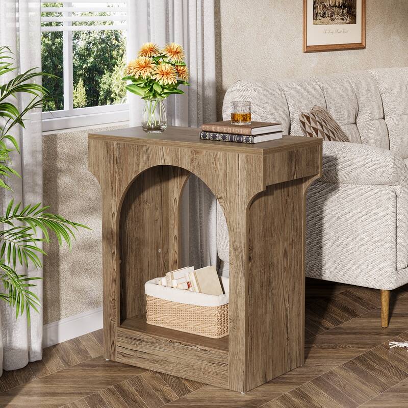 2 Tier Wood End Side Table with Storage Space for Living Room / Bedroom