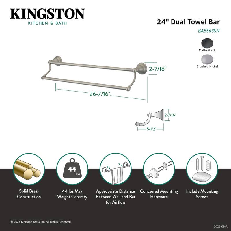 Kingston Brass Royale 24-Inch Dual Towel Bar