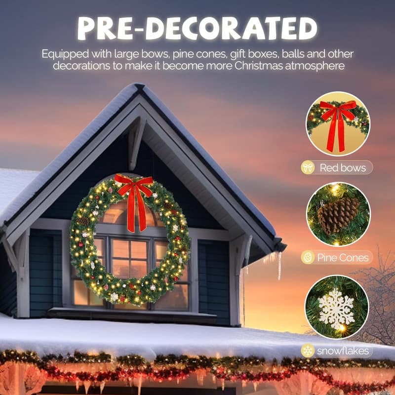 Green PVC Bow Decoration Garden Garland Decoration