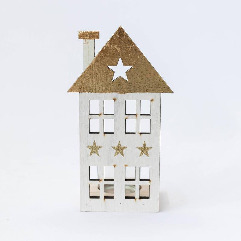 Wooden House Tealight Candle Holder