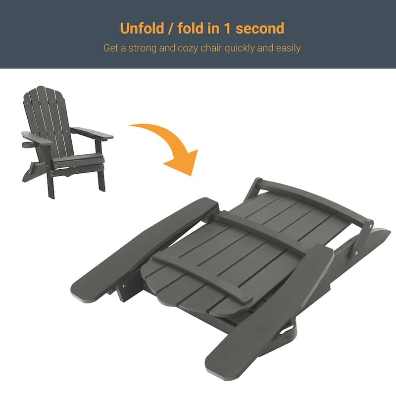 LIVOOSUN Outdoor Folding Adirondack Chair w/Cup Holder Set of 2 or 4