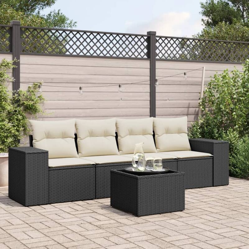 vidaXL Garden Sofa Set Black - 21.7 x 21.7 x 14.6