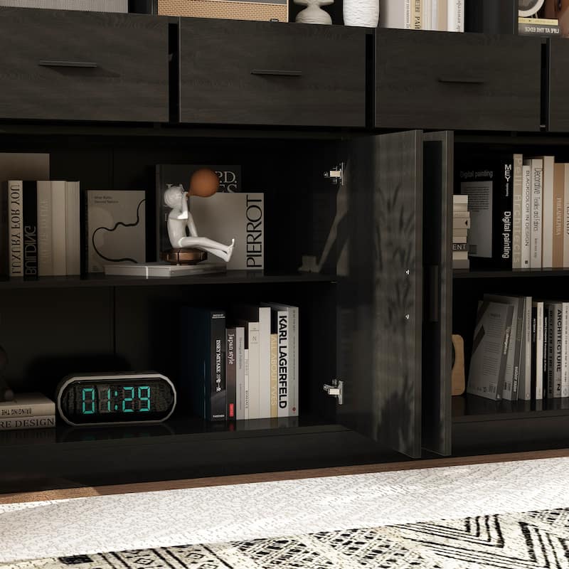 Wood Large Bookshelf Furniture for Bedroom Home Office Living Room - 78.7"H x 63"W
