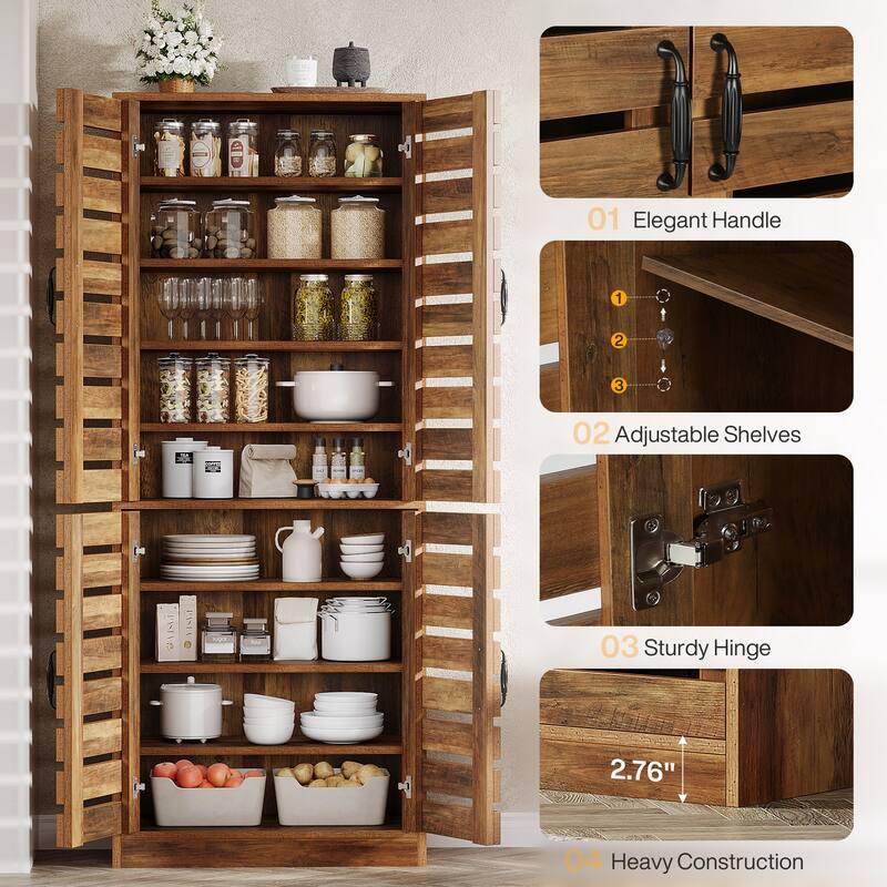 70.8" Tall Kitchen Pantry Storage Cabinet with 4-Door for Dining Room