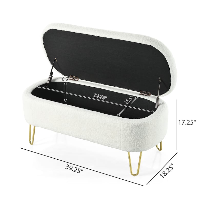 Fazi Oval Boucle Storage Ottoman Bench by Christopher Knight Home