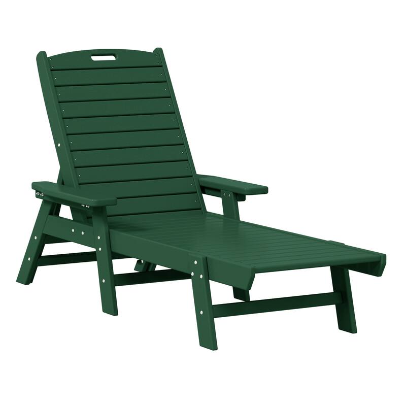 Laguna Hdpe All Weather Outdoor Patio Pool Reclining Chaise Lounge - Dark Green