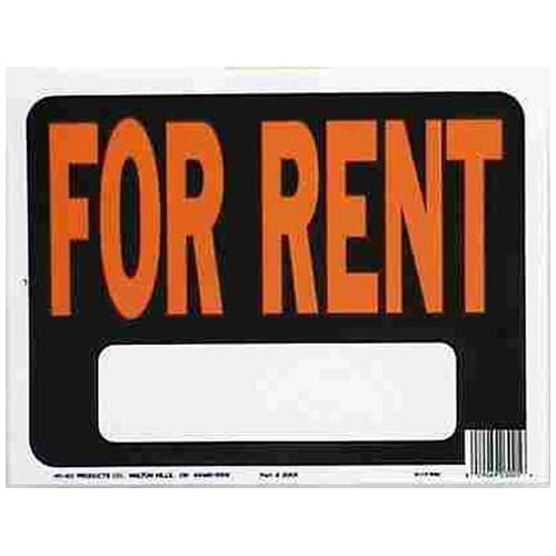 Hy-Ko 3005 For Rent Signs In Hy-Glo Orange & Black, 9" x 12", Plastic