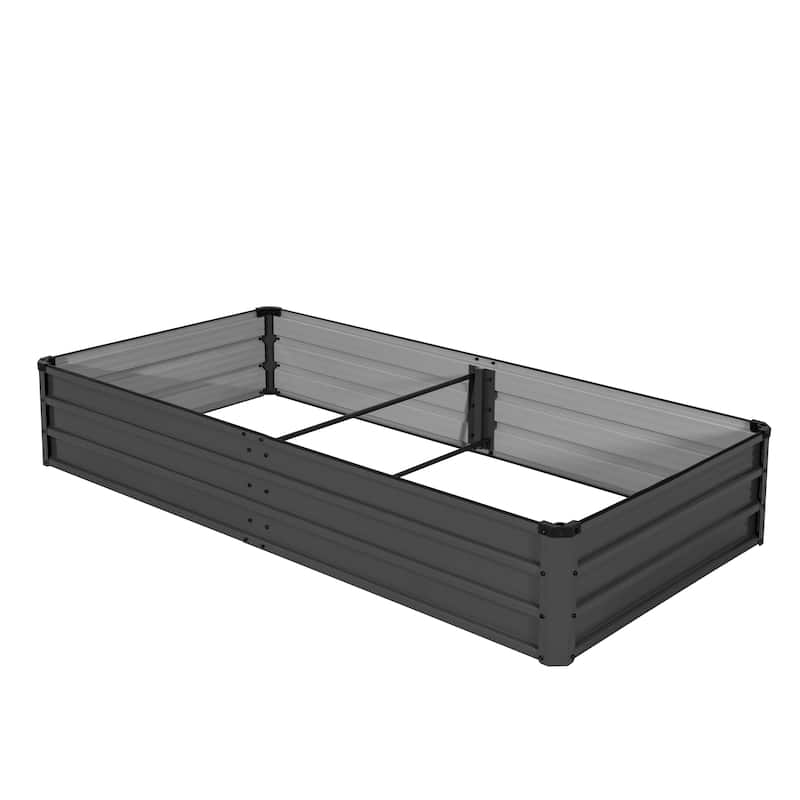 Rectangular Galvanized Raised Garden Bed Planter Box, Dark Gray