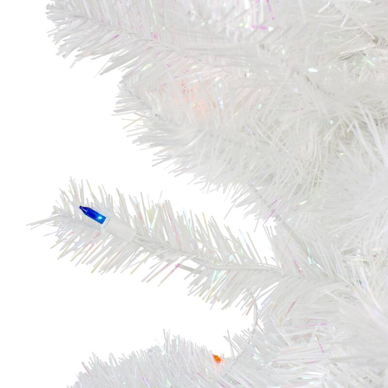 4' Pre-Lit White Pine Slim Artificial Christmas Tree - Multi Lights - 4 Foot