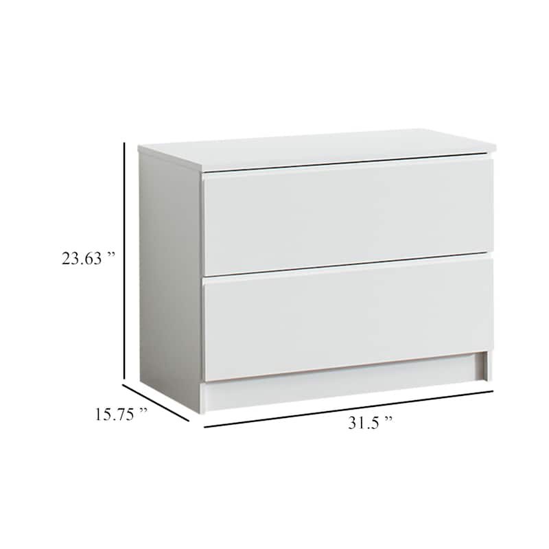 Vedz Dresser Unit with 2 Drawers, Modern White Melamine Finish