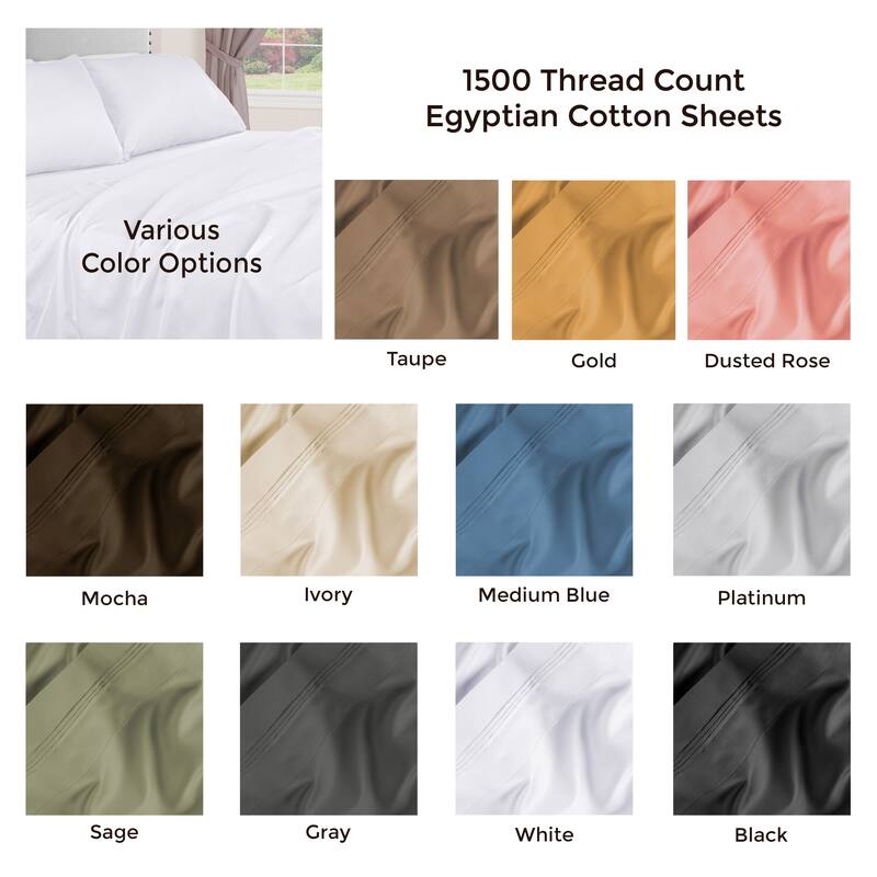 Superior Egyptian Cotton 1500 Thread Count Eco-Friendly Solid Sheet Set
