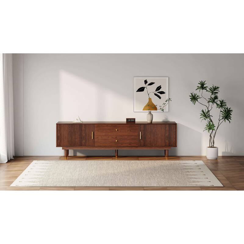 Mid-Century Modern 70.9" Walnut TV Stand for 50"+ TVs, Stylish Storage Console - Brown