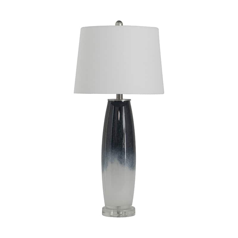 Two-Toned Glass Table Lamp with White Linen Drum Shade - 28.25"