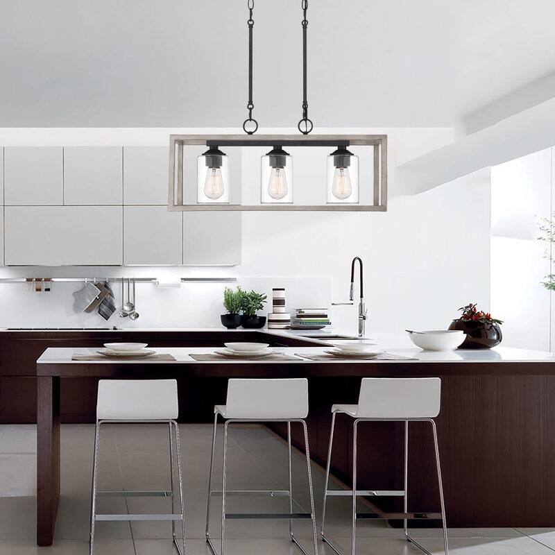 Moulins 3-ight Linear Modern Farmhouse Rectangle Chandelier with UL Certified - 25in