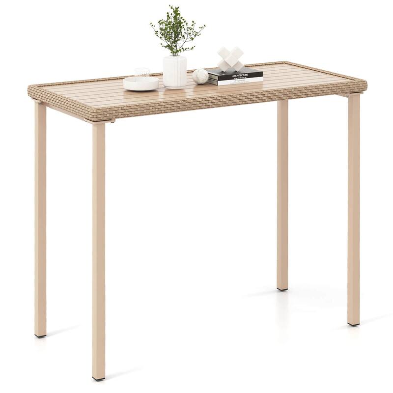 Costway 48" Outdoor Counter Height Table Patio Bar Table Heavy Duty - See Details - Light Brown