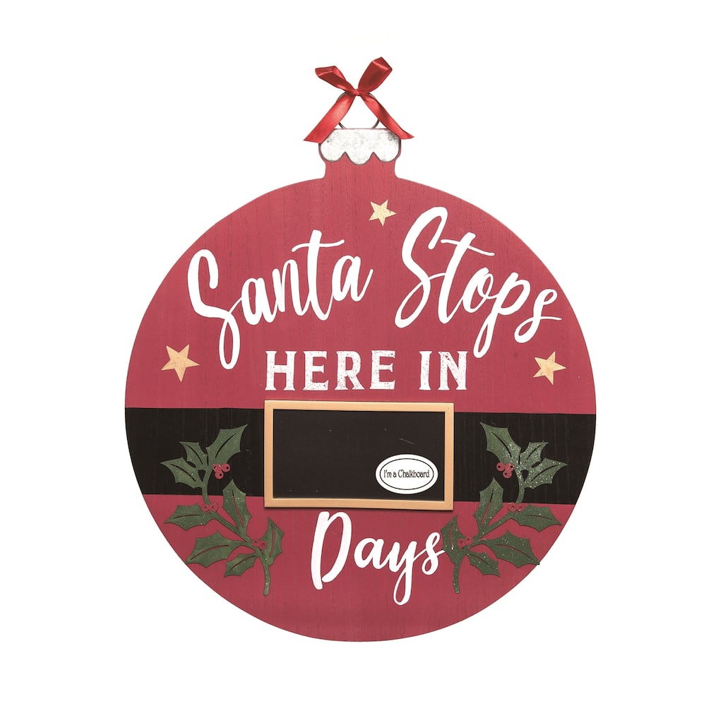 Transpac Wood 21.65 in. Multicolor Christmas Santa Countdown Chalkboard Wall Decor