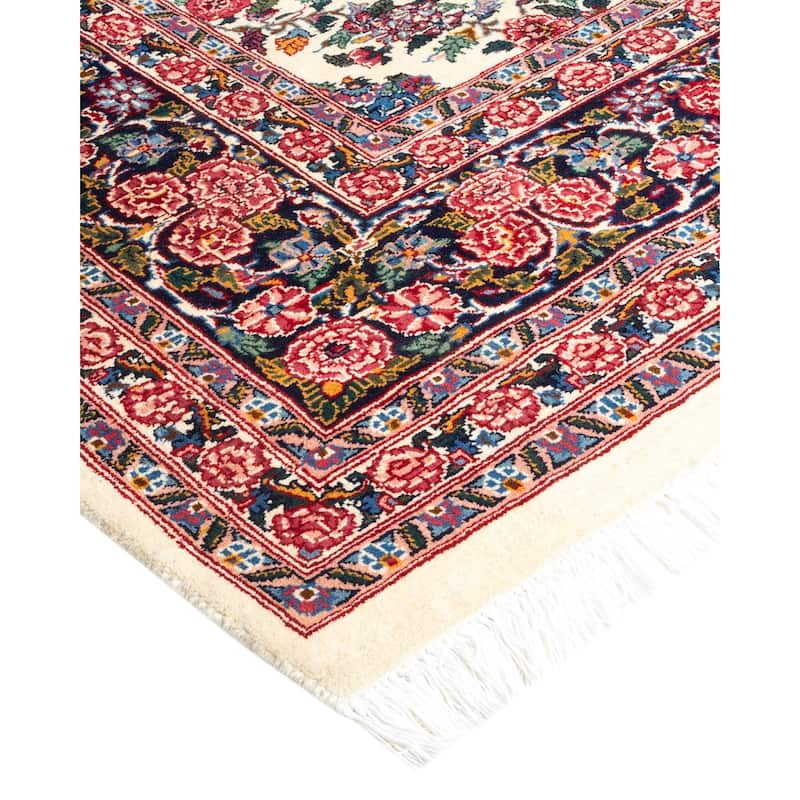 Overton Hand Knotted Wool Vintage Inspired Traditional Mogul Ivory Area Rug - 6' 2" x 9' 2"