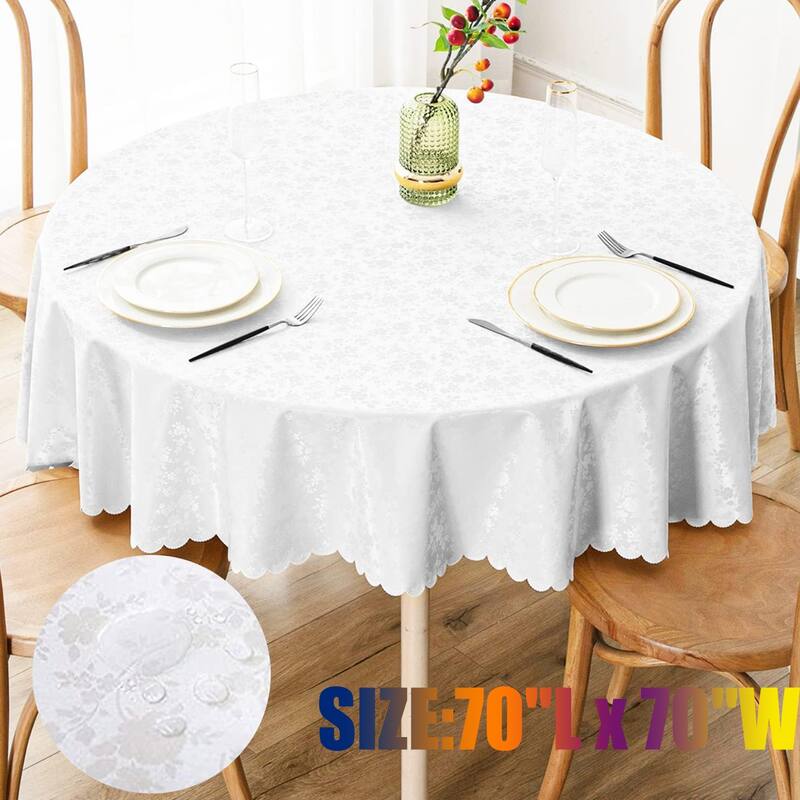 Round Table Cloth,Waterproof Heavy Duty Vinyl Tablecloths,70"L x 70"W