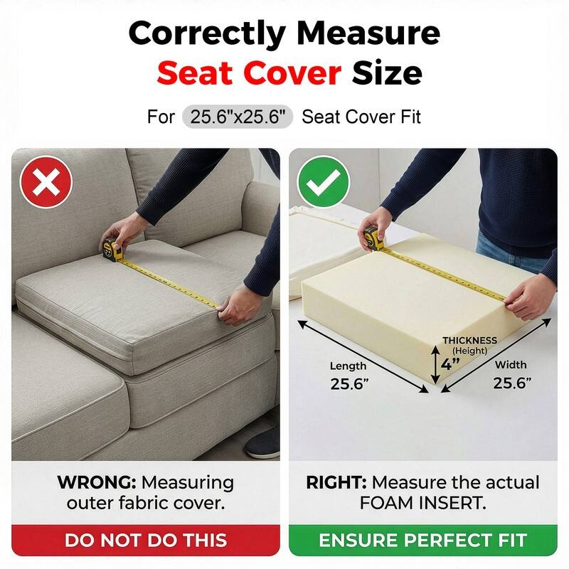 FINCATI 25.6" × 25.6" Outdoor Cushion Cover, Replacement Slipcover for Sofa Cushions, Patio Seat Cover 25.6 Inches (COVER ONLY!)