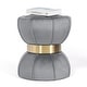 preview thumbnail 4 of 11, Adeco Modern Velvet Round Ottoman With Gold Metal Band Grey