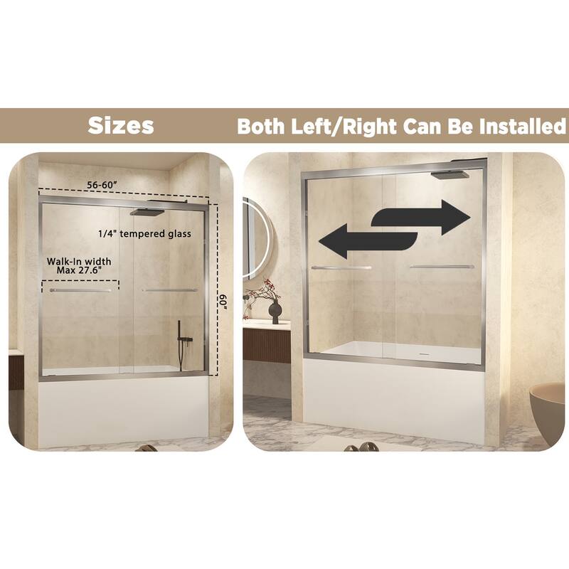 Aluminum Frame Double Sliding Shower Door