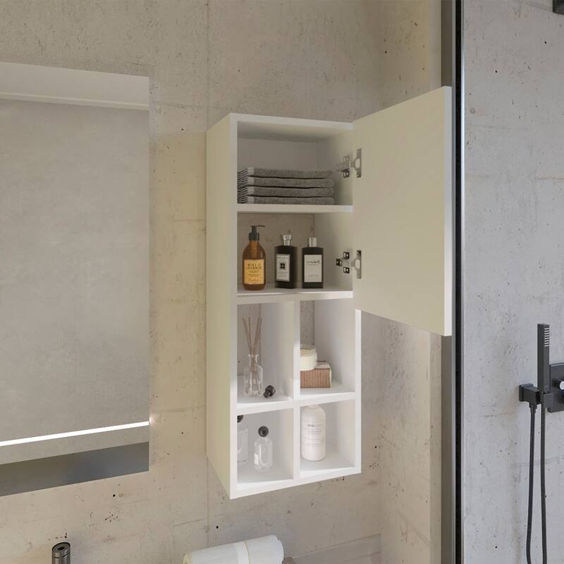 Wall Mounted Bathroom Cabinet with 6 Open Shelves Modern Storage Unit