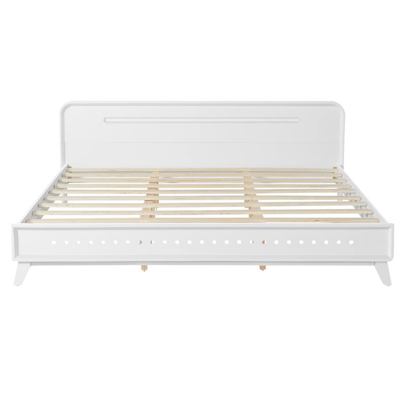 Pine Solid Wood King Size Bed, Solid And Stable, No Box Spring Needed