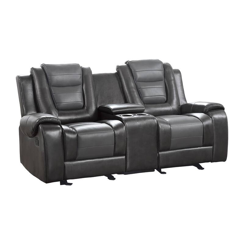 Mischa Double Glider Reclining Love Seat - Dark Grey/Light Grey