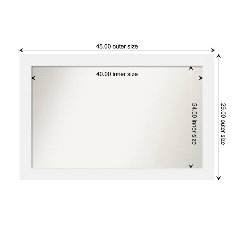 Corvino White Framed Non-Beveled Custom Wall Mirror, Bathroom Vanity Mirror - Outer Size: 45 x 29