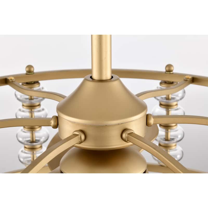 Randy 28 Inch Modern Matte Gold Clear Glass Fandelier with Remote