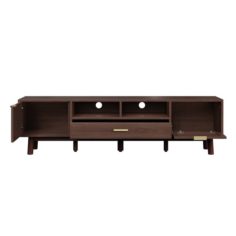 66.93" Rattan Media Console with Interwoven Doors and Concealed Storage