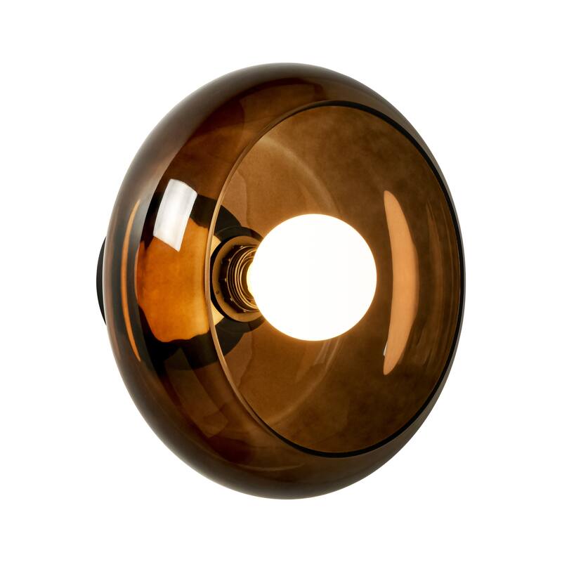 10.4" 1-Light Modern Bowl-Shaped with Brown/Milk White Glass Shade Wall Sconce for Hallways, Bedroom