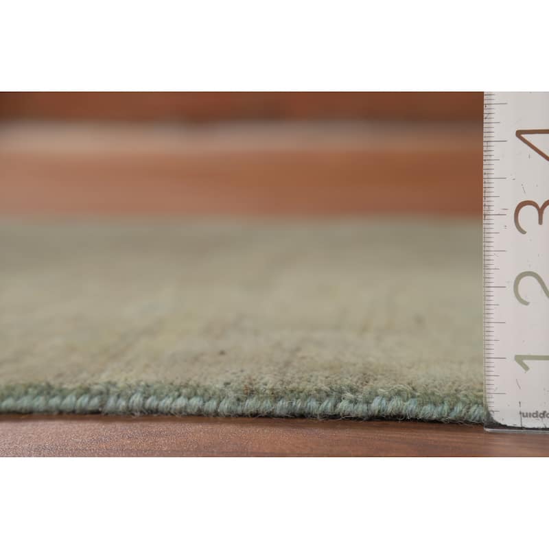Gabbeh Modern Foyer Rug Green Hand-Knotted Wool Carpet - 2'8"x 4'1"