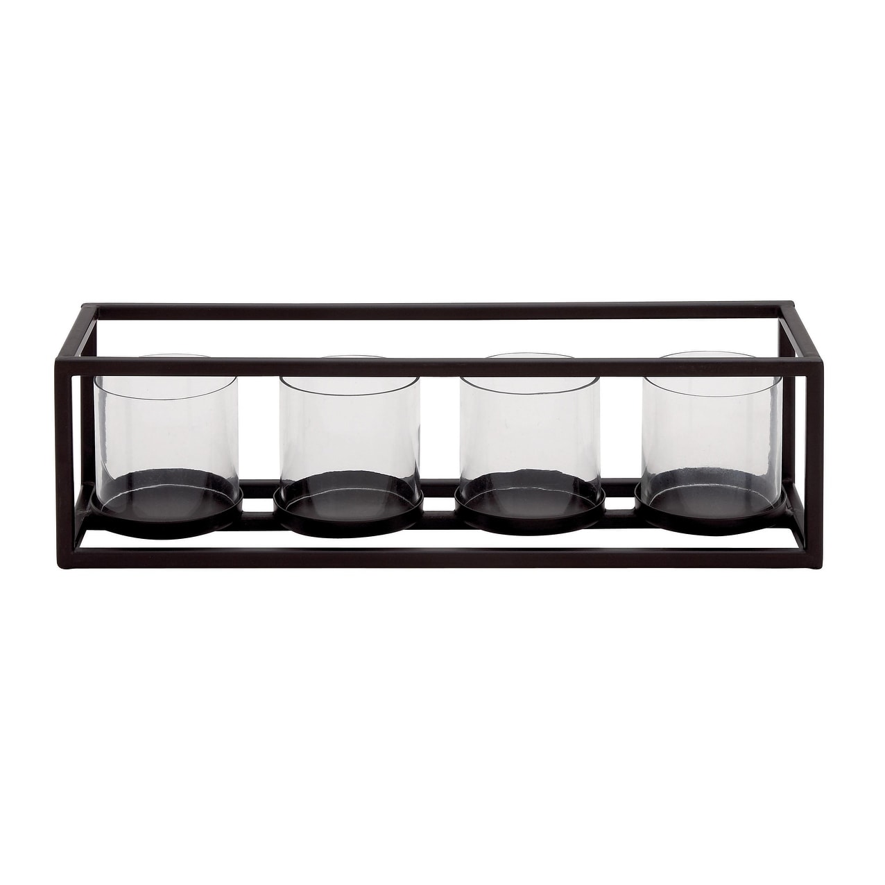 Roche River Decor - Metal 5 Glass Sleeve Candelabra - Black