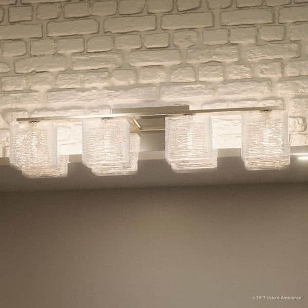 slide 2 of 8, Luxury 32-inch Modern Brushed Nickel Bathroom Light - 6.75" H, 32" W, 5" Dep