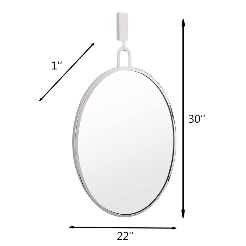 Varaluz Stopwatch Oval Powder Room Mirror - Polished Nickel - Polished Nickel