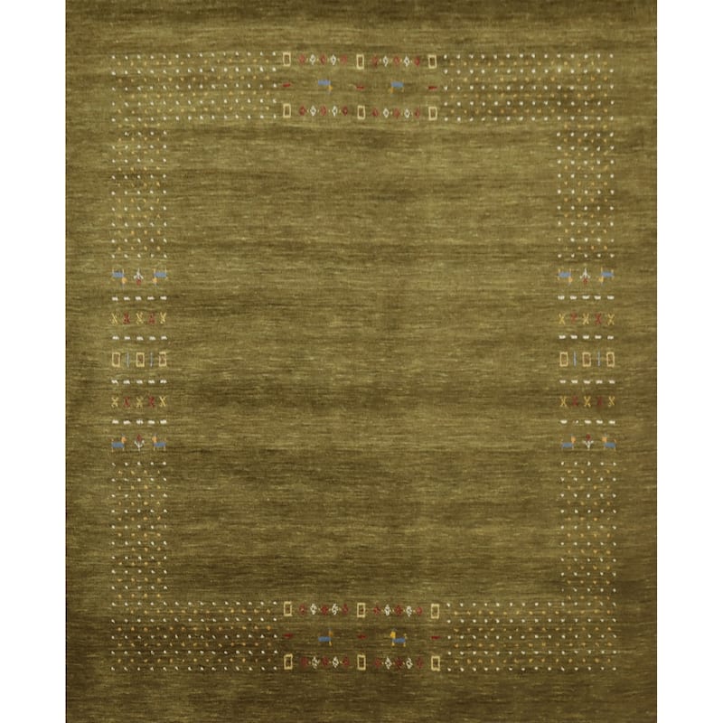 Hand Knotted Oriental 100% Wool Carpet Tribal Animal Pictorial Green Gabbeh Area Rug - 5' 11'' X 5' 10''
