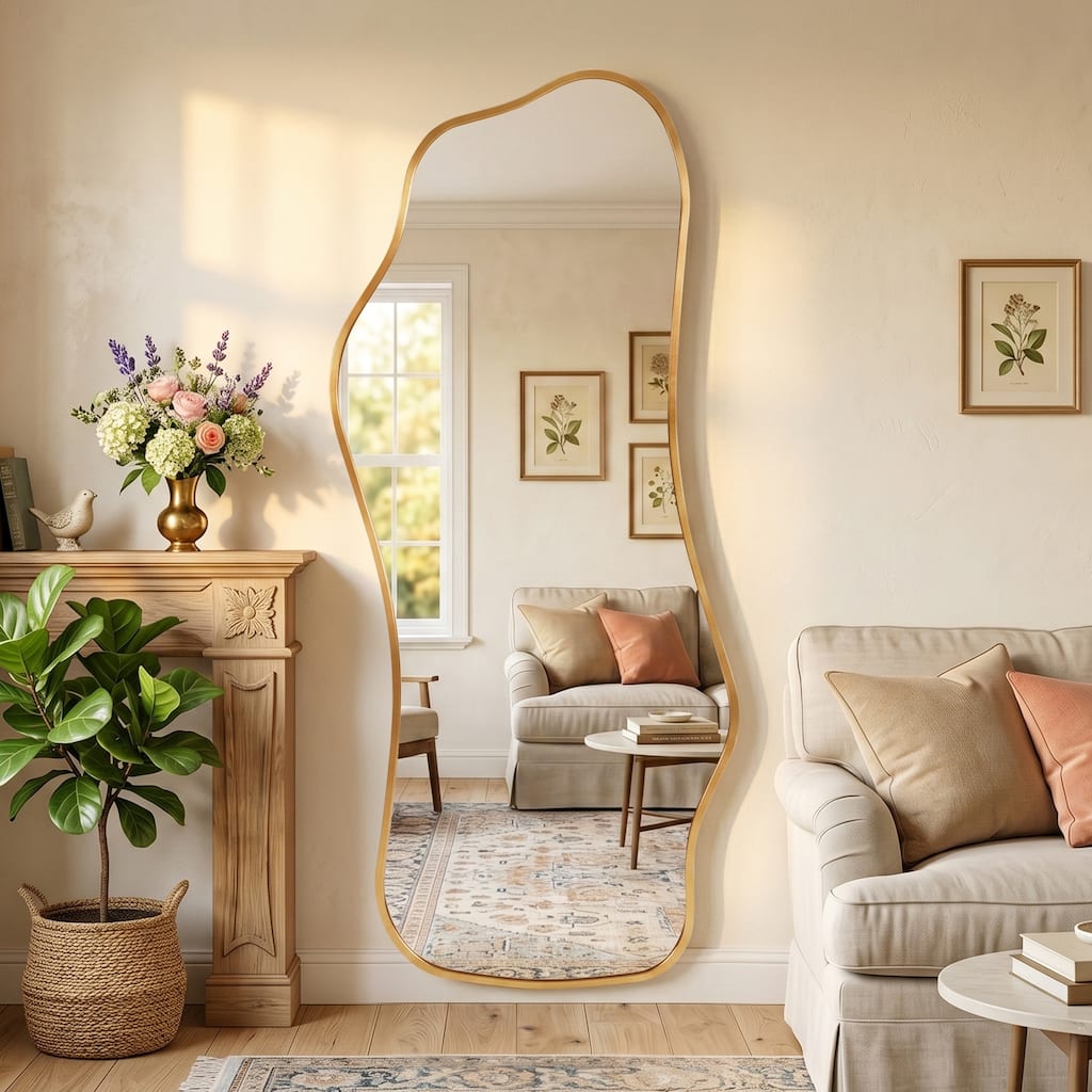 Aluminum Alloy Framed Full Length Floor Mirror Modern Wall Mirror