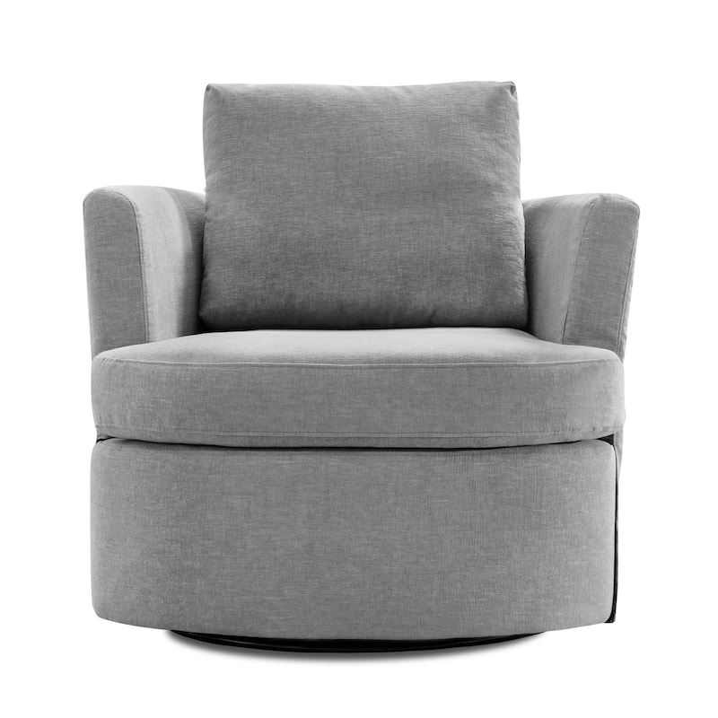 Modern Chenille Upholstered Swivel Accent Barrel Chair Set Modern Swivel Armchair for Living Room